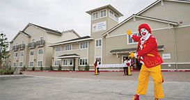 Front of the Inland Empire Ronald McDonald House with Ronald
