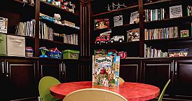 The Library and kids area at the Ronald McDonald Family Room in CHOC at Mission Viejo 